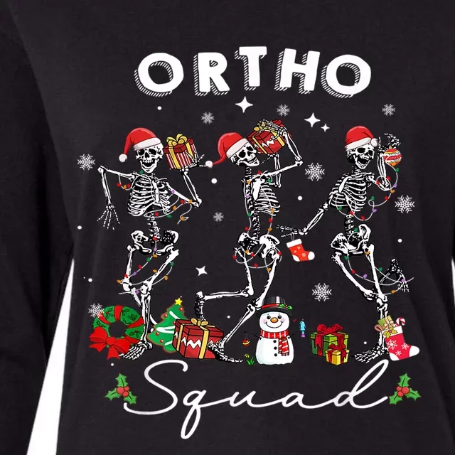 Ortho Squad Christmas Skeletons Orthopedics Nurse Rn Crew Gift Womens Cotton Relaxed Long Sleeve T-Shirt