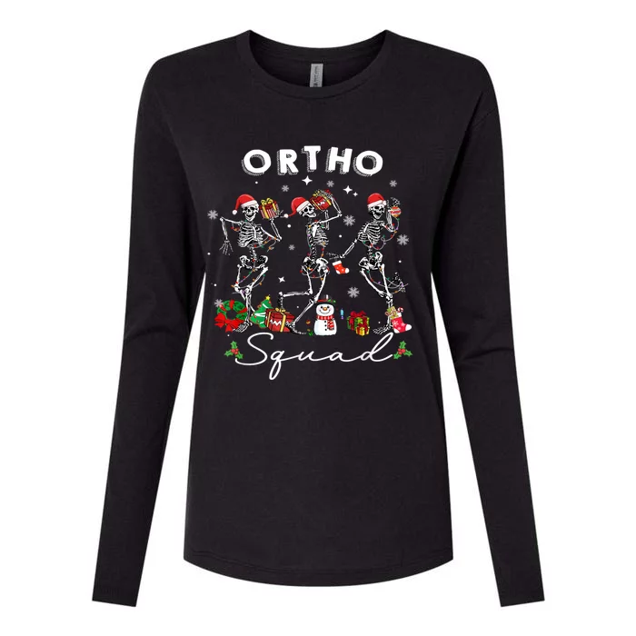 Ortho Squad Christmas Skeletons Orthopedics Nurse Rn Crew Gift Womens Cotton Relaxed Long Sleeve T-Shirt