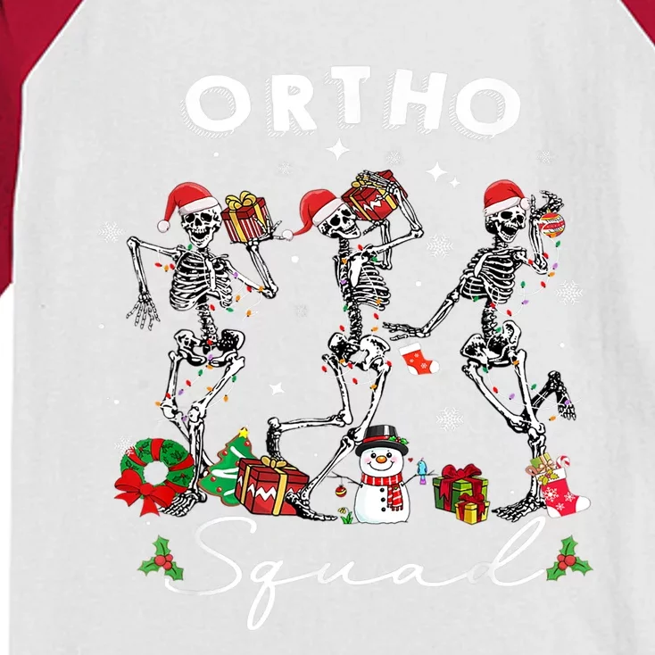 Ortho Squad Christmas Skeletons Orthopedics Nurse Rn Crew Gift Kids Colorblock Raglan Jersey