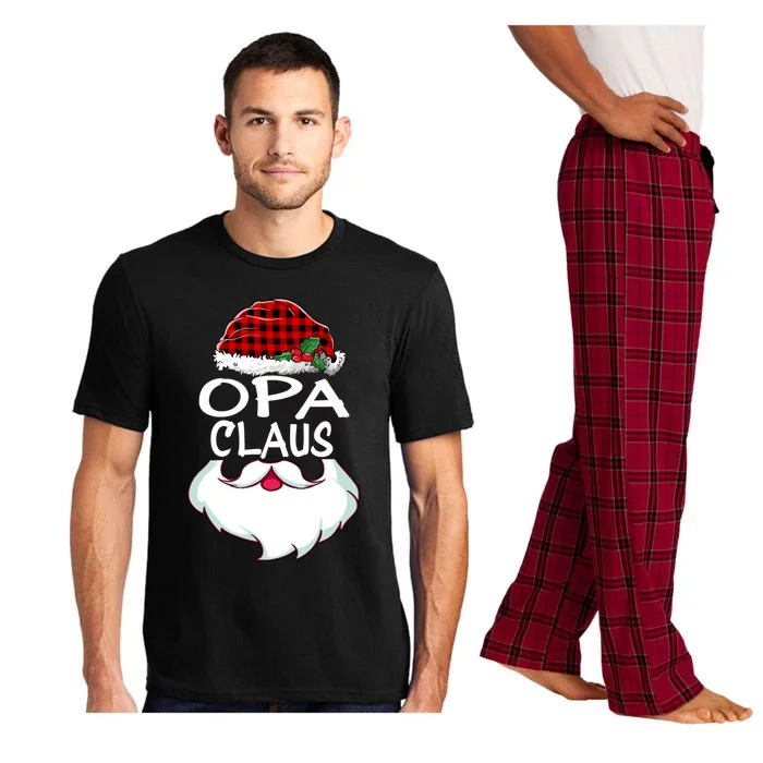 Opa Santa Claus Red Plaid Funny Family Christmas Pajamas Dad Gift Pajama Set