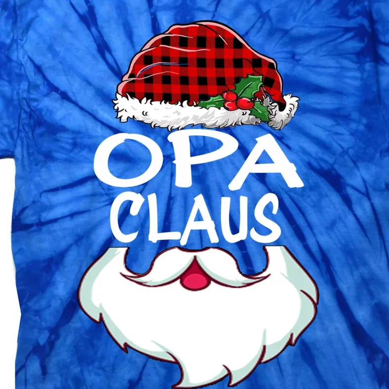 Opa Santa Claus Red Plaid Funny Family Christmas Pajamas Dad Gift Tie-Dye T-Shirt