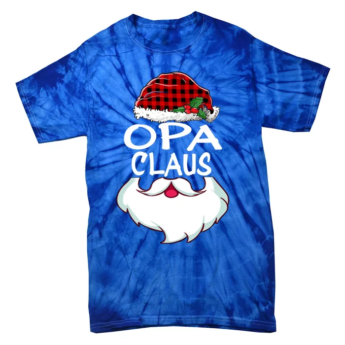 Opa Santa Claus Red Plaid Funny Family Christmas Pajamas Dad Gift Tie-Dye T-Shirt