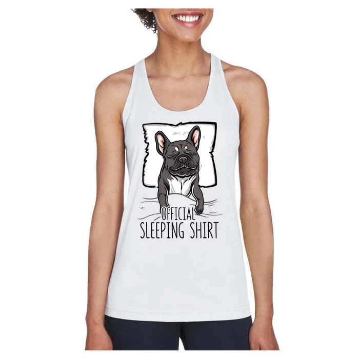 official sleeping cute french bulldog dog nightgown Women's Racerback Tank