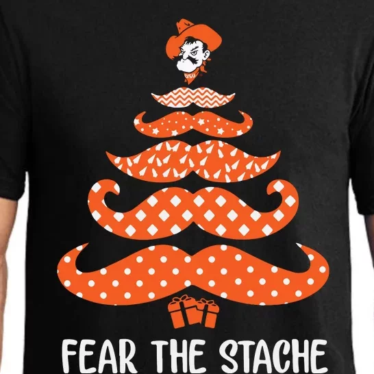 Oklahoma State Cowboys Mustache Christmas Tree Fear The Stache Beard Pajama Set