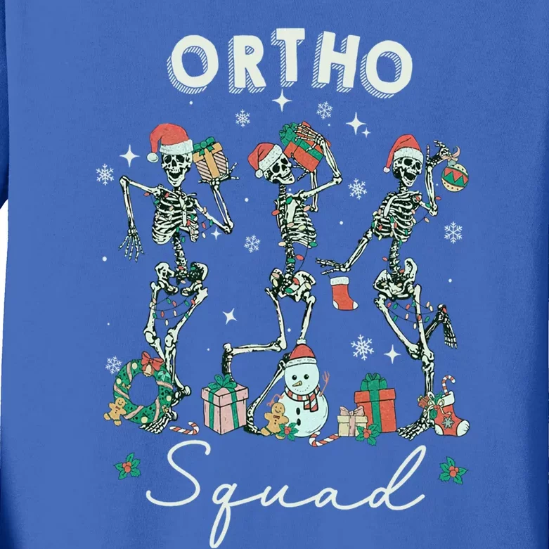 Ortho Squad Christmas Skeleton Orthopedics Nurse Rn Crew Gift Kids Long Sleeve Shirt