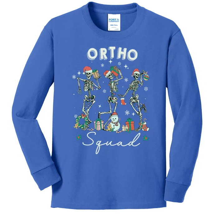 Ortho Squad Christmas Skeleton Orthopedics Nurse Rn Crew Gift Kids Long Sleeve Shirt