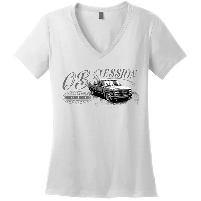 Obs Single Cab Truck Old Body Style Retro Vintage Ck Truck Women's V-Neck T-Shirt