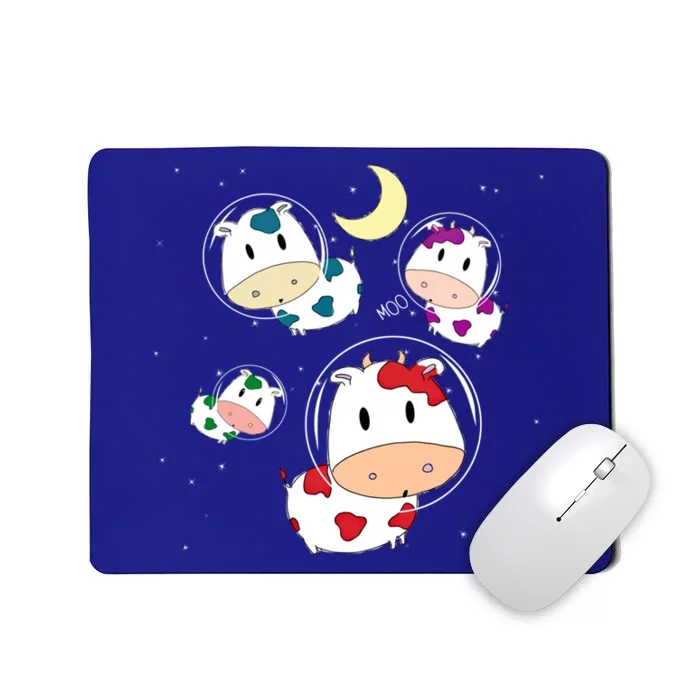 Outer Space Cute Kawaii Moo Cows Astronauts Ushi Moon Stars Great Gift Mousepad