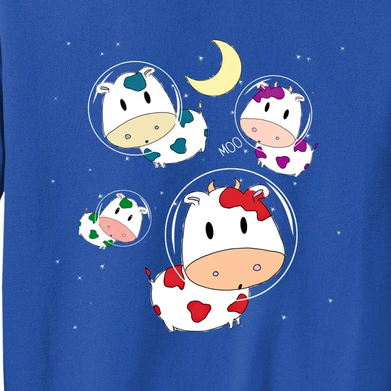 Outer Space Cute Kawaii Moo Cows Astronauts Ushi Moon Stars Great Gift Tall Sweatshirt