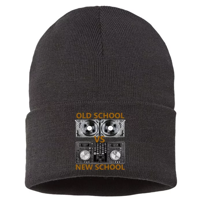 Old School DJ VS New School DJ HouseDance Music Sustainable Knit Beanie