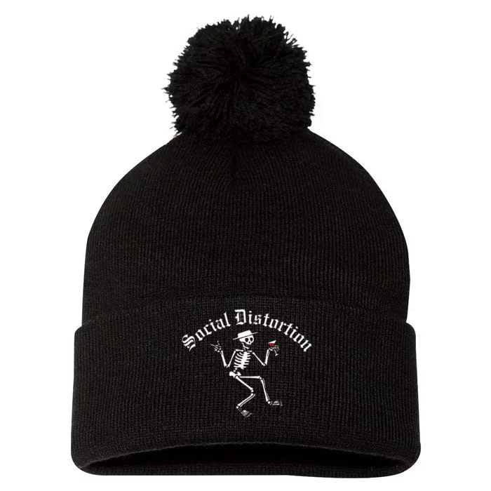 Distortion Skelly Pom Pom 12in Knit Beanie