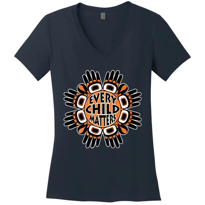 Orange Shirt Day Canada Marple Leaf Every Child Matters Women's V-Neck T-Shirt