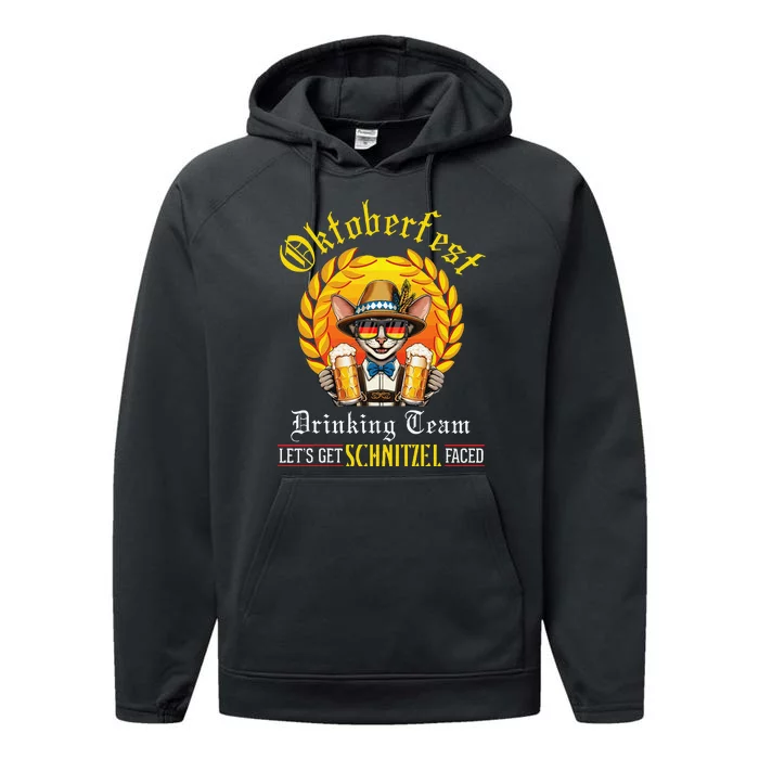 Oriental Shorthair Drinking Team LetS Get Schnitzel Faced Performance Fleece Hoodie