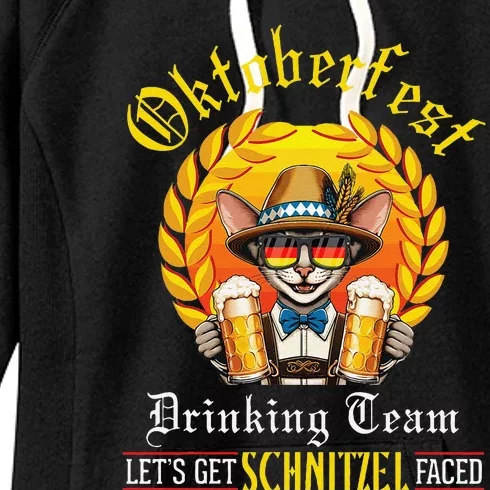 Oriental Shorthair Drinking Team LetS Get Schnitzel Faced Women's Fleece Hoodie