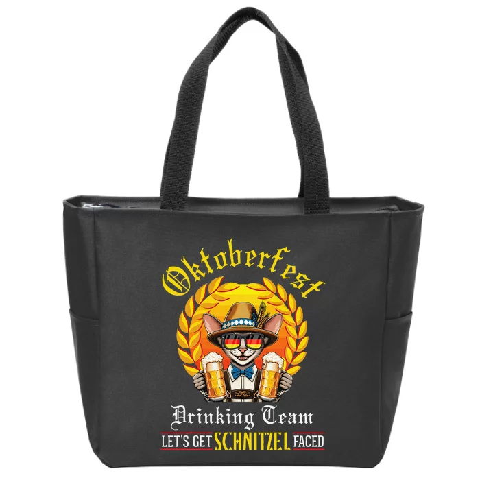 Oriental Shorthair Drinking Team LetS Get Schnitzel Faced Zip Tote Bag