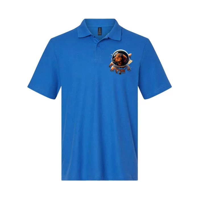 Outer Space Dachshund On Galaxy Astronaut Dachshund Great Gift Softstyle Adult Sport Polo