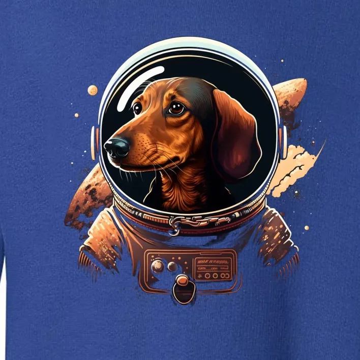 Outer Space Dachshund On Galaxy Astronaut Dachshund Great Gift Toddler Sweatshirt