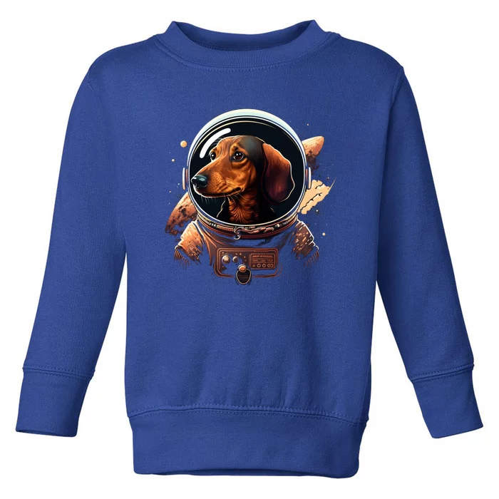 Outer Space Dachshund On Galaxy Astronaut Dachshund Great Gift Toddler Sweatshirt