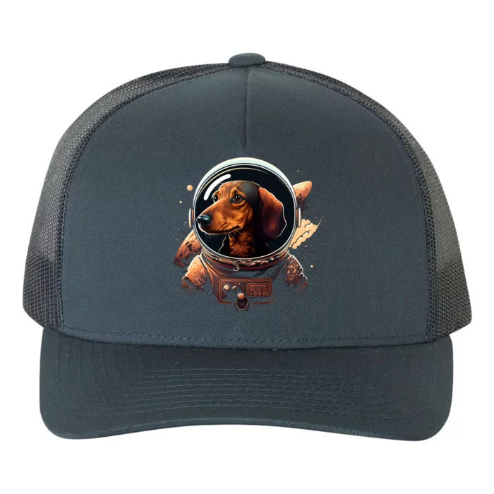 Outer Space Dachshund On Galaxy Astronaut Dachshund Great Gift Yupoong Adult 5-Panel Trucker Hat