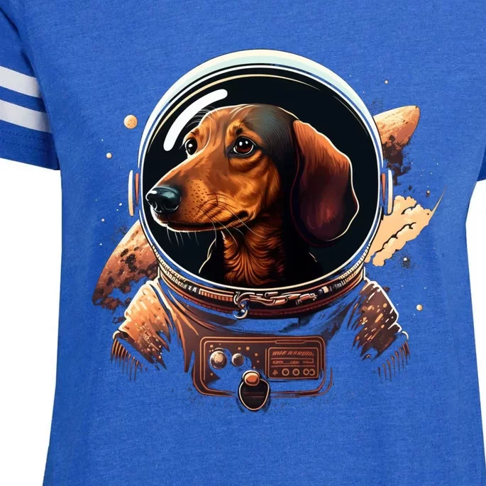 Outer Space Dachshund On Galaxy Astronaut Dachshund Great Gift Enza Ladies Jersey Football T-Shirt