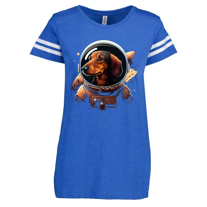 Outer Space Dachshund On Galaxy Astronaut Dachshund Great Gift Enza Ladies Jersey Football T-Shirt