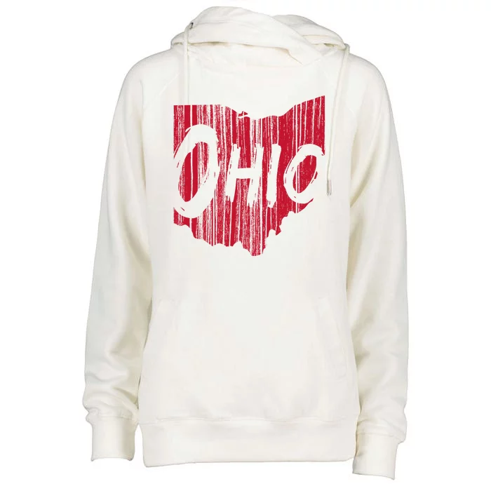 Ohio State Distressed Womens Funnel Neck Pullover Hood