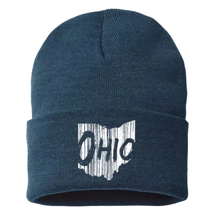 Ohio State Distressed Sustainable Knit Beanie