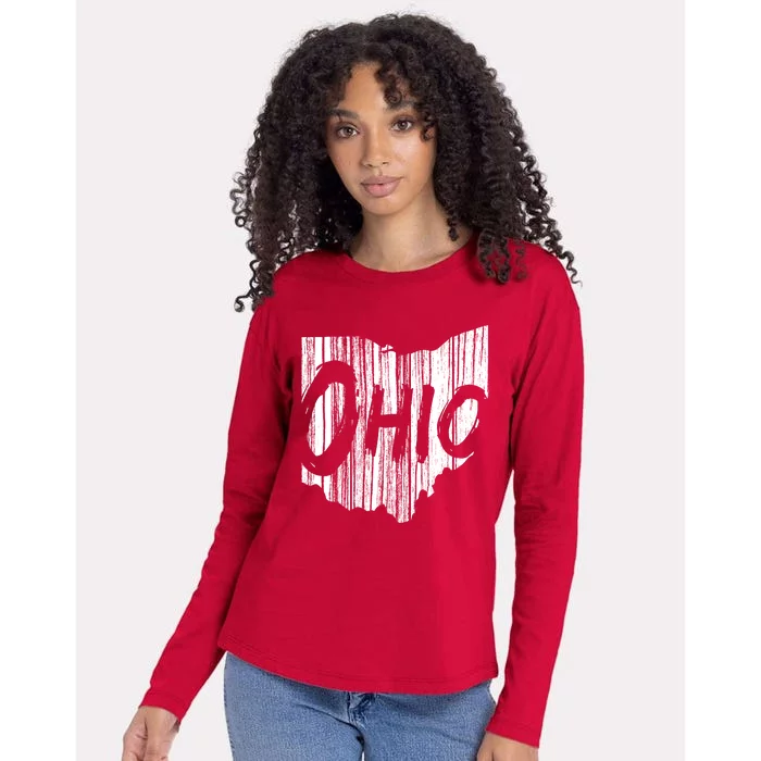 Ohio State Distressed Womens Cotton Relaxed Long Sleeve T-Shirt