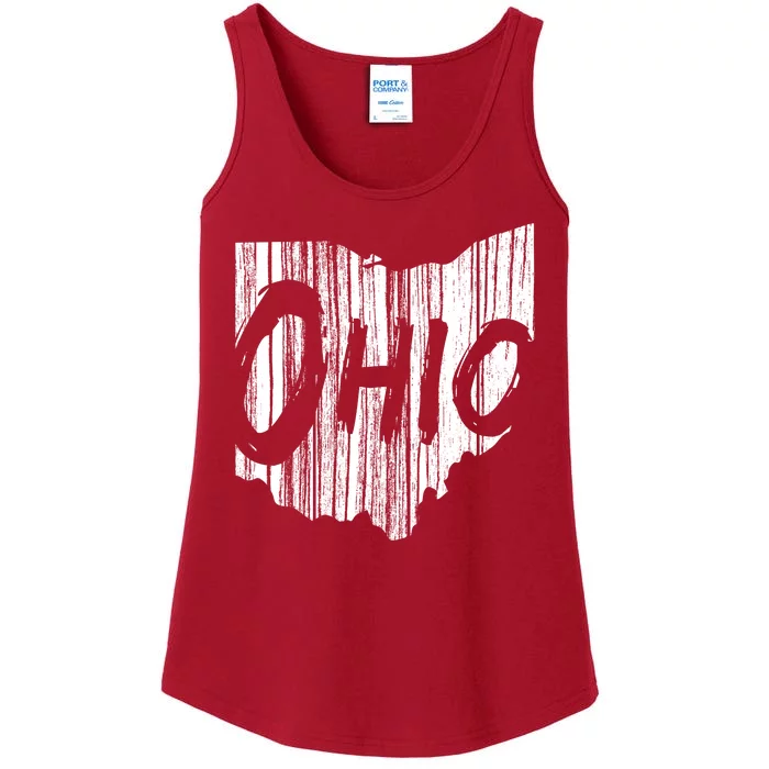 Ohio State Distressed Ladies Essential Tank