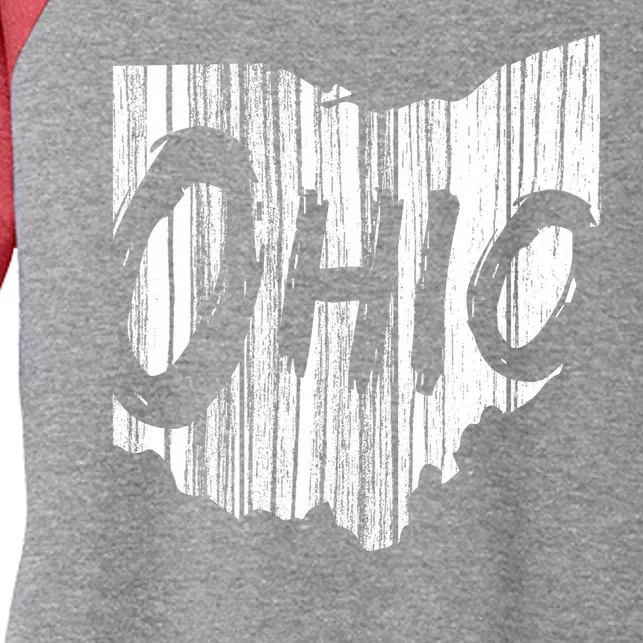 Ohio State Distressed Women's Tri-Blend 3/4-Sleeve Raglan Shirt