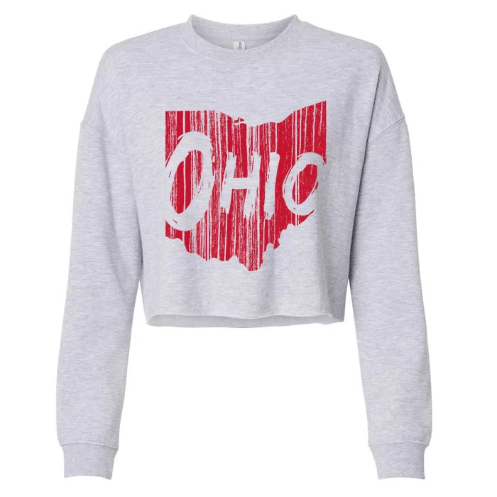 Ohio State Distressed Cropped Pullover Crew