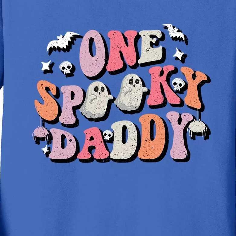 One Spooky Daddy Halloween Costume Dad Retro Groovy Gift Kids Long Sleeve Shirt