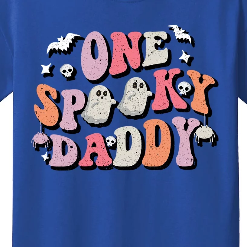 One Spooky Daddy Halloween Costume Dad Retro Groovy Gift Kids T-Shirt