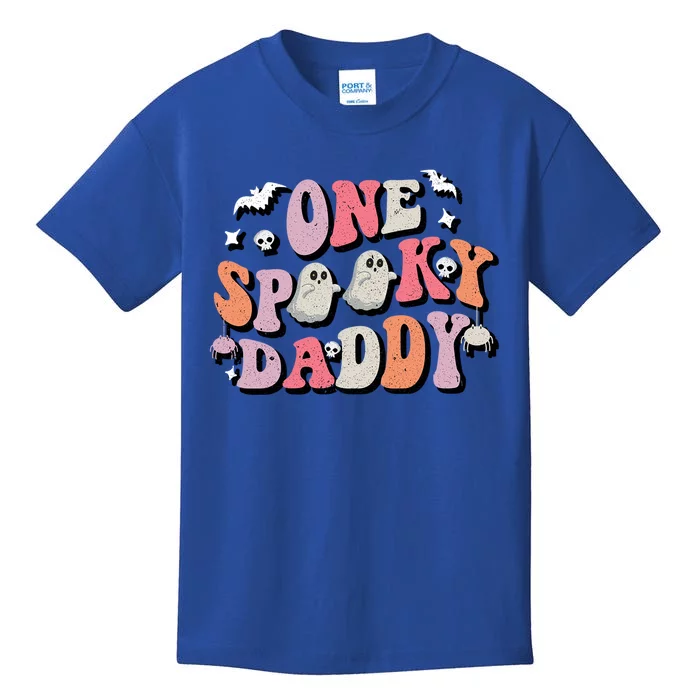 One Spooky Daddy Halloween Costume Dad Retro Groovy Gift Kids T-Shirt