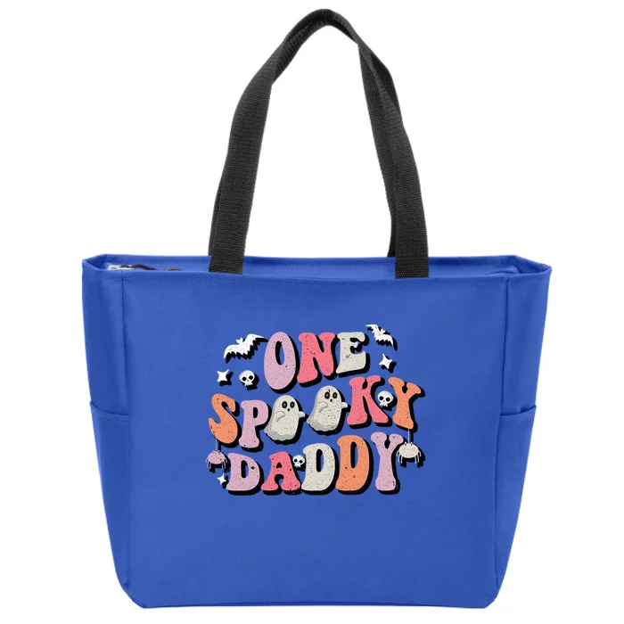 One Spooky Daddy Halloween Costume Dad Retro Groovy Gift Zip Tote Bag