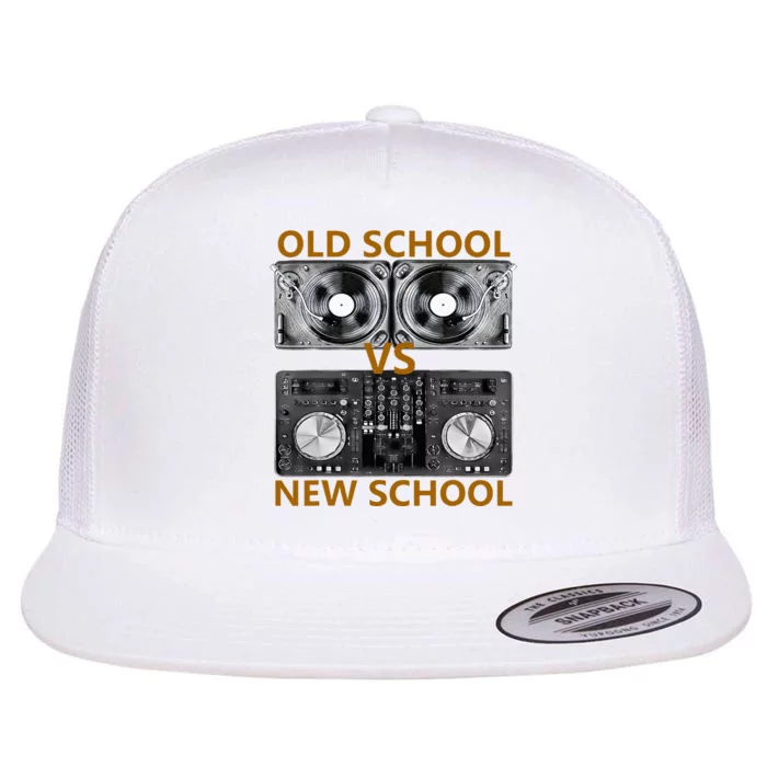 Old School DJ VS New School DJ HouseDance Music Flat Bill Trucker Hat