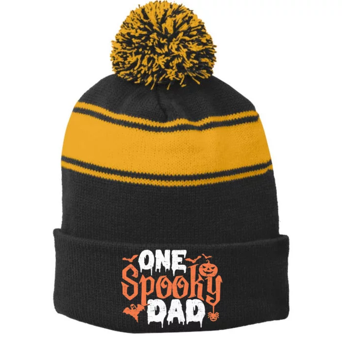 One Spooky Dad Funny Halloween Gifts For Daddy / Father Stripe Pom Pom Beanie