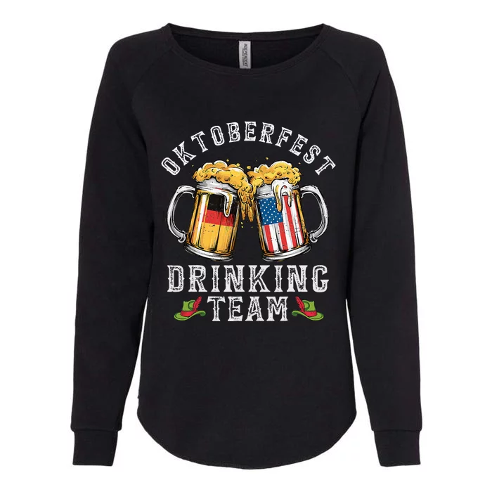 Oktoberfest Squad Drinking Team Beer German American Flag Womens California Wash Sweatshirt