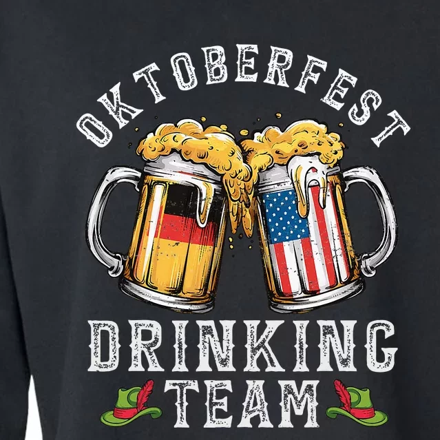 Oktoberfest Squad Drinking Team Beer German American Flag Cropped Pullover Crew