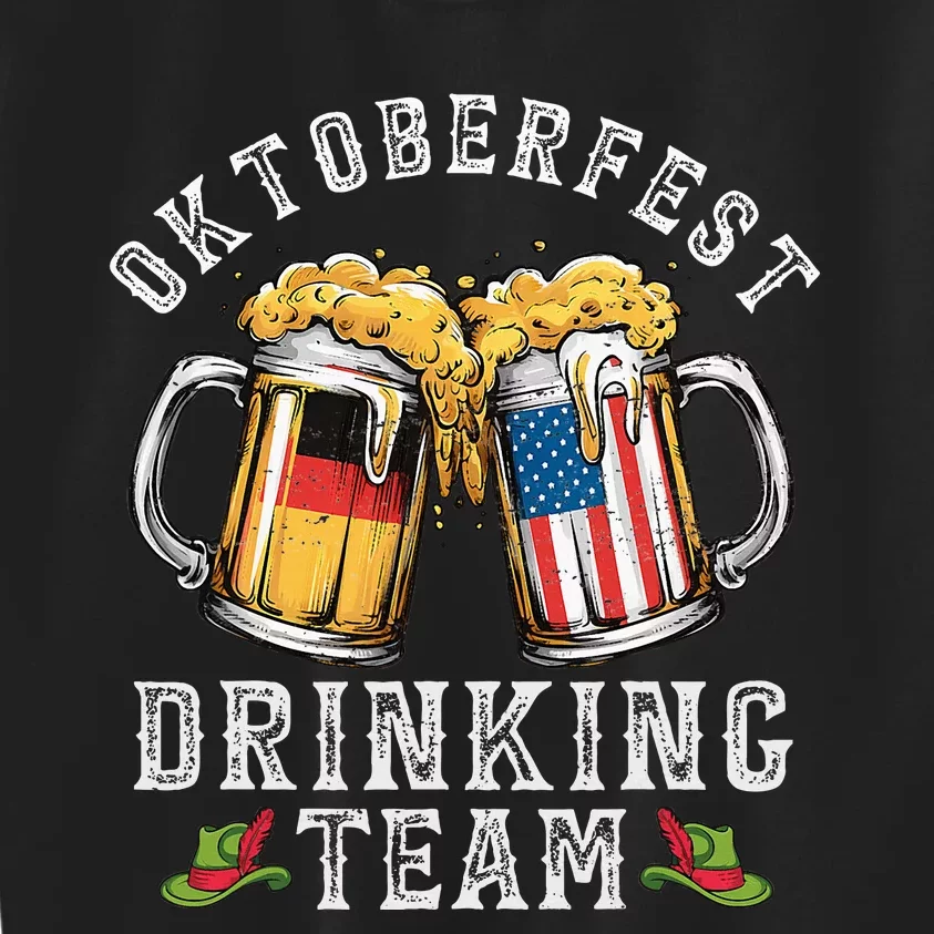 Oktoberfest Squad Drinking Team Beer German American Flag Kids Sweatshirt