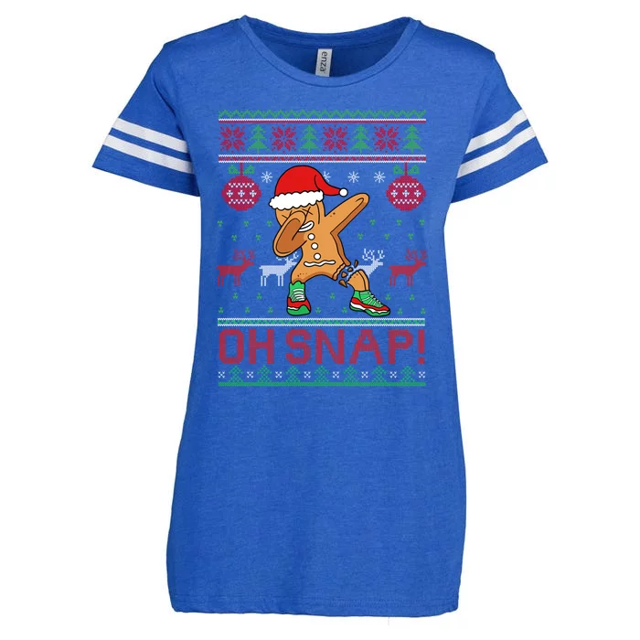 Oh Snap Dabbing Gingerbread Christmas Xmas Ugly Cool Gift Enza Ladies Jersey Football T-Shirt