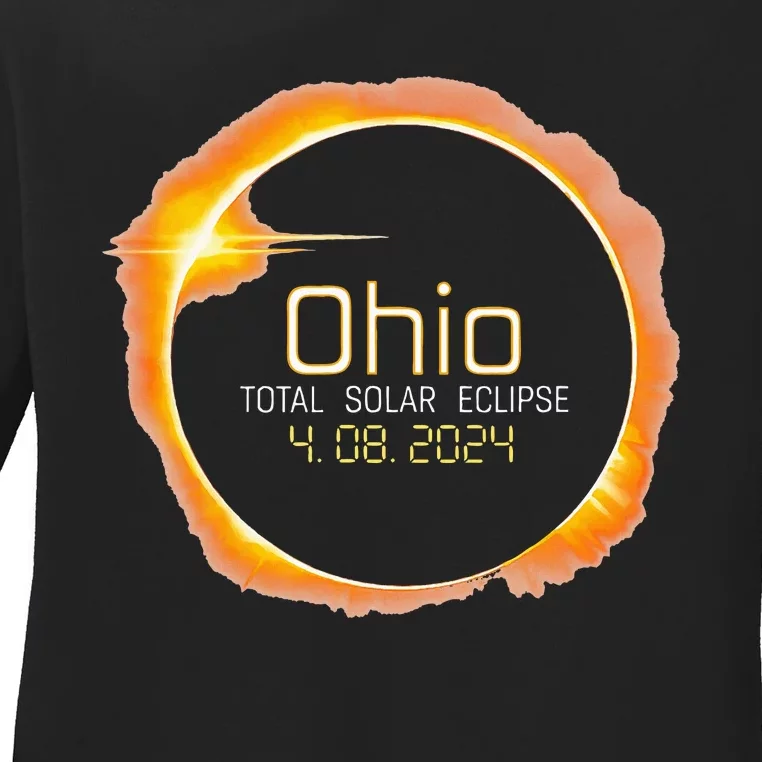 Ohio Solar Eclipse 2024 America Totality Ladies Long Sleeve Shirt