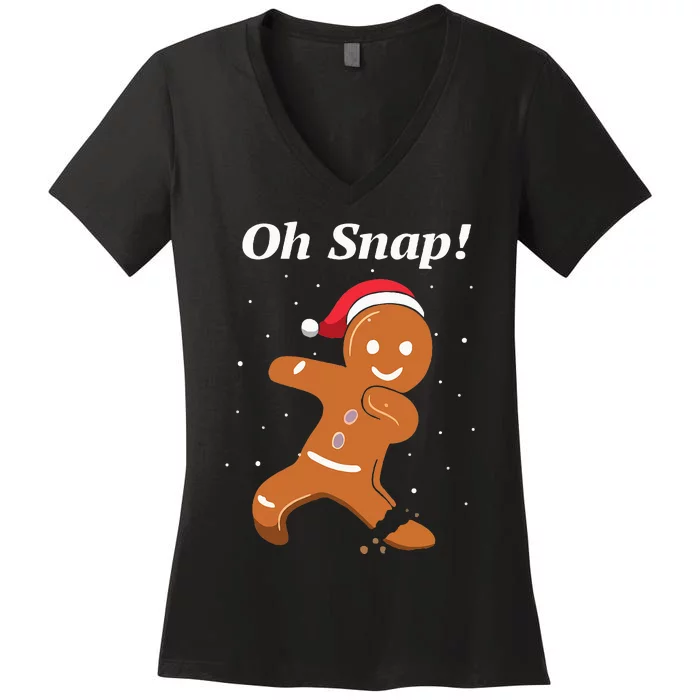 Oh Snap Funny Gingerbread Merry Christmas Cookie Women's V-Neck T-Shirt