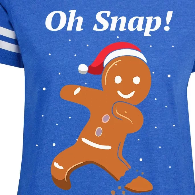 Oh Snap Funny Gingerbread Merry Christmas Cookie Enza Ladies Jersey Football T-Shirt