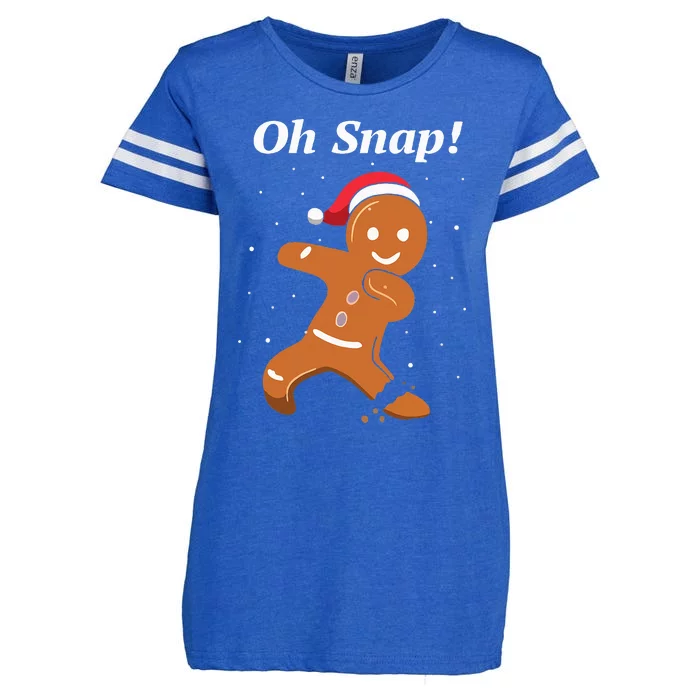 Oh Snap Funny Gingerbread Merry Christmas Cookie Enza Ladies Jersey Football T-Shirt