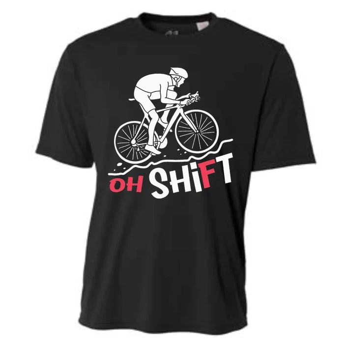 Oh Shift Funny Mountain Biking & Cycling Artwork Cooling Performance Crew T-Shirt