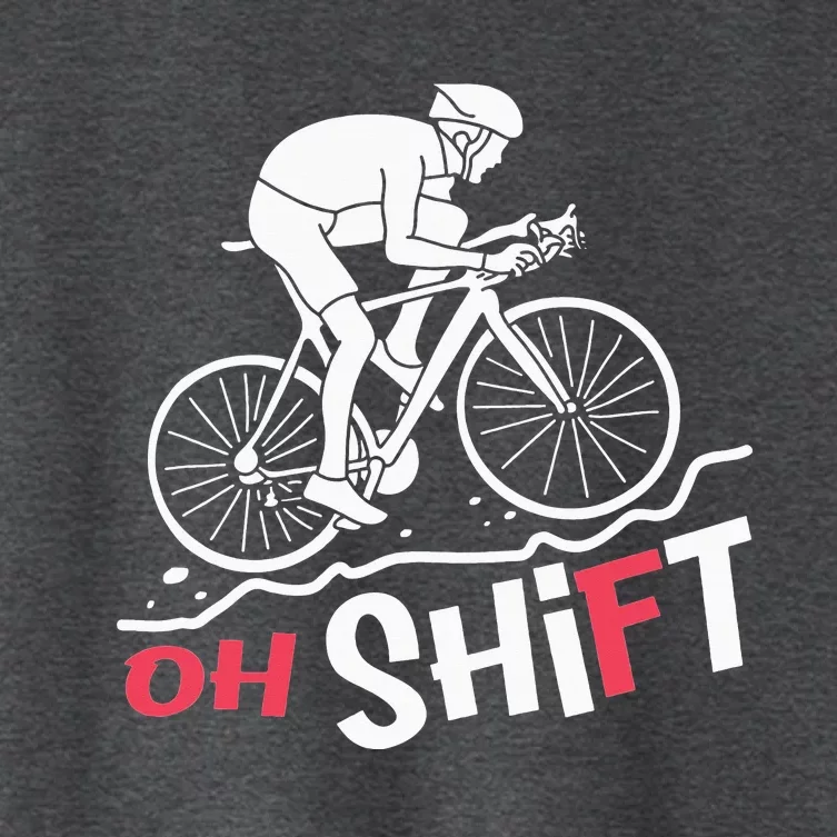 Oh Shift Funny Mountain Biking & Cycling Artwork Women's Crop Top Tee