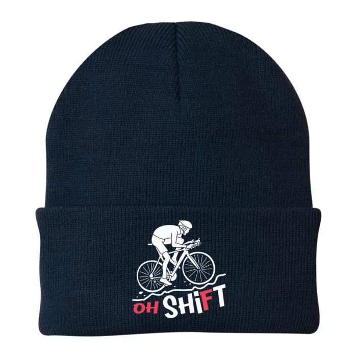 Oh Shift Funny Mountain Biking & Cycling Artwork Knit Cap Winter Beanie