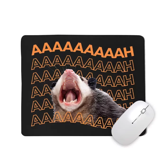 Opossum Screaming Funny Possum Trash Cat Meme Mousepad