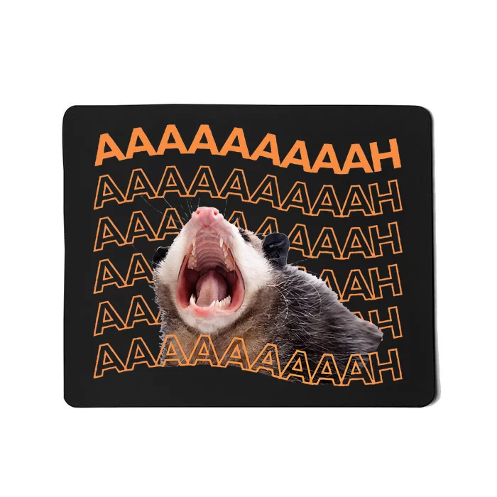 Opossum Screaming Funny Possum Trash Cat Meme Mousepad